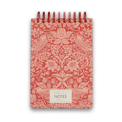 William Morris Strawberry Thief Oversized Spiral Bound Hardback A5 Notebook Raspberry