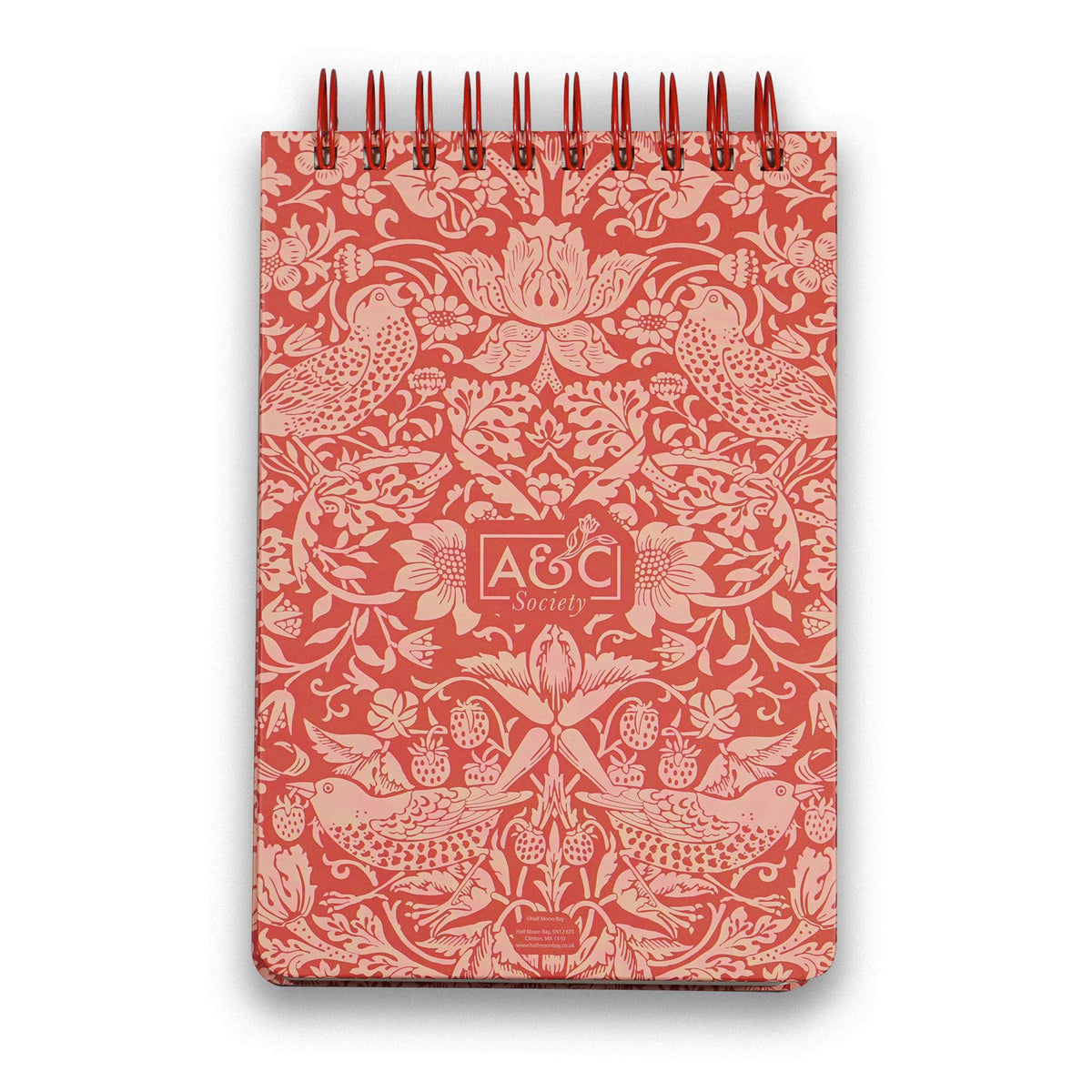 William Morris Strawberry Thief Oversized Spiral Bound Hardback A5 Notebook Raspberry