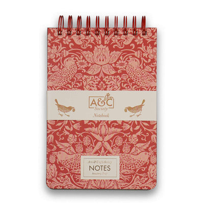 William Morris Strawberry Thief Oversized Spiral Bound Hardback A5 Notebook Raspberry
