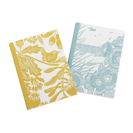 Kate Heiss Set of 2 A6 Notebooks Powder Blue & Mustard