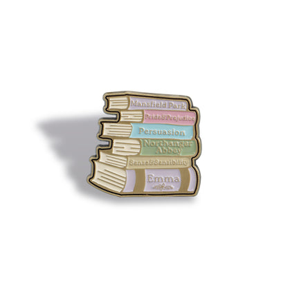 Jane Austen Book Stack Pin Badge