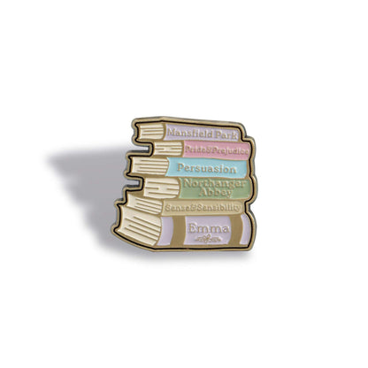 Jane Austen Book Stack Pin Badge