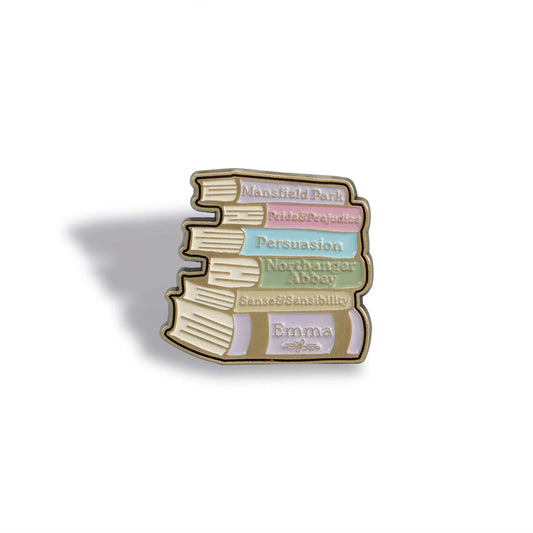 Pin Badge - Jane Austen (Book Stack)