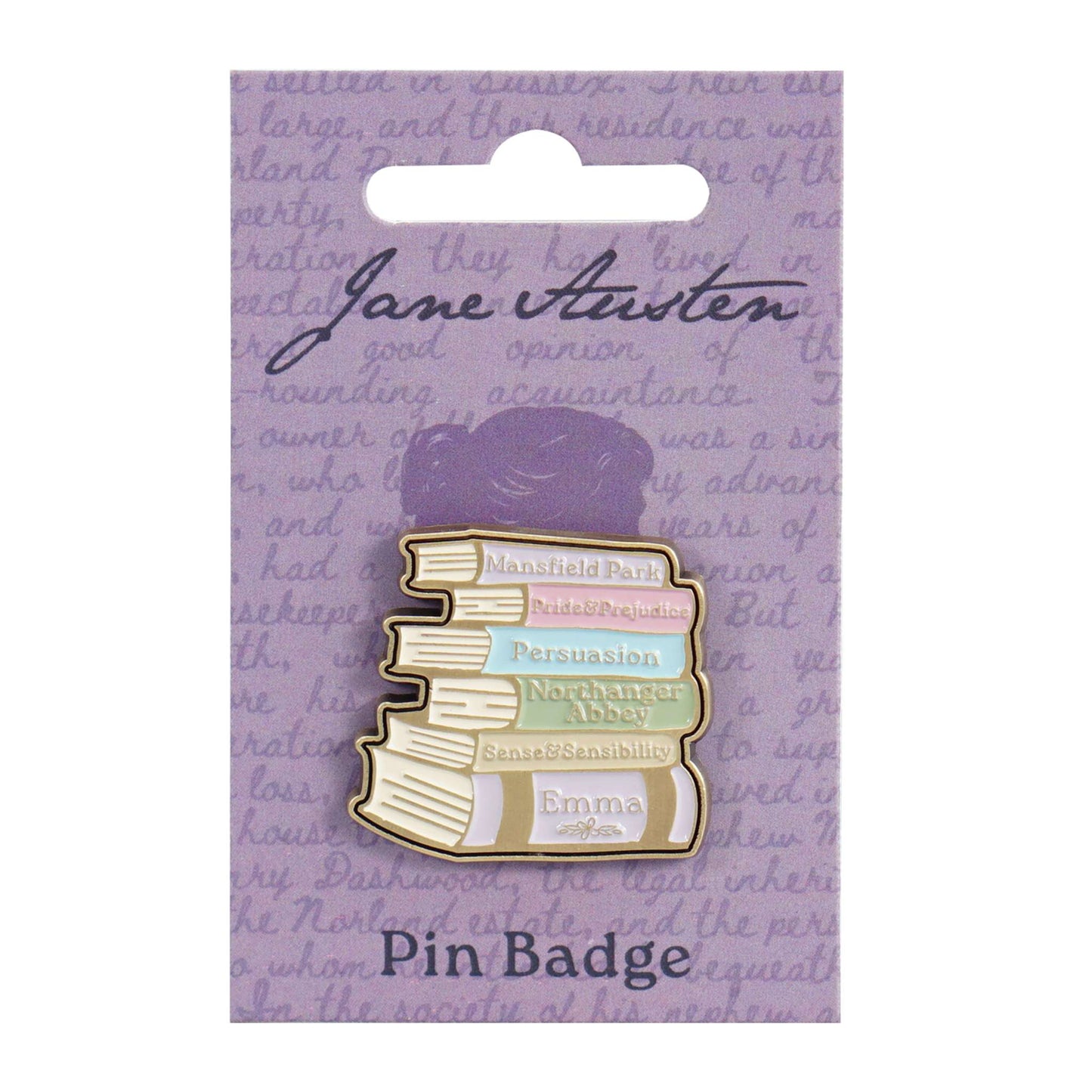 Jane Austen Book Stack Pin Badge