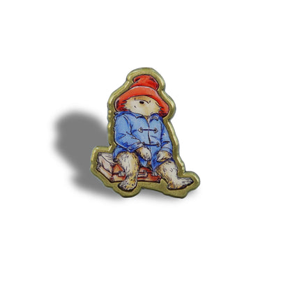 Paddington Bear Sitting on Suitcase Metal Pin Badge