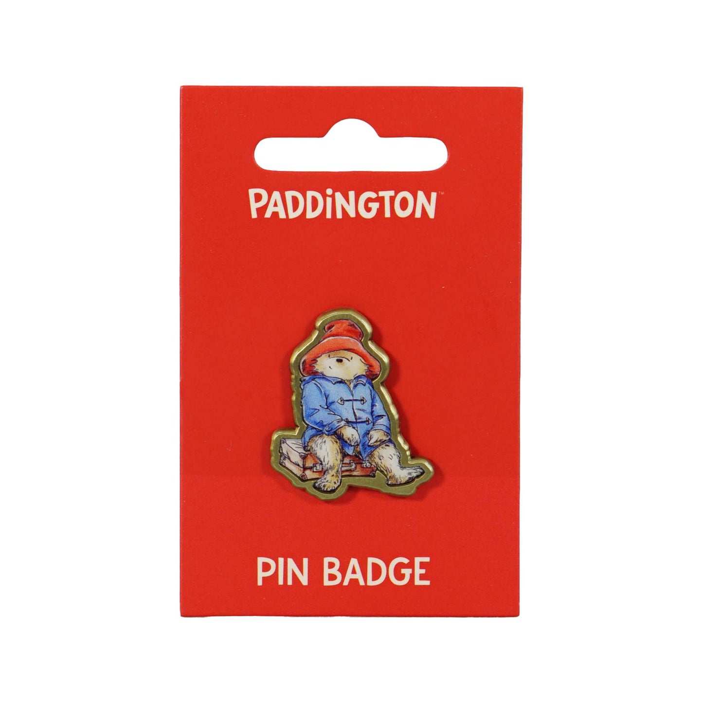 Paddington Bear Sitting on Suitcase Metal Pin Badge
