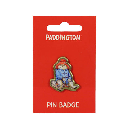 Paddington Bear Sitting on Suitcase Metal Pin Badge