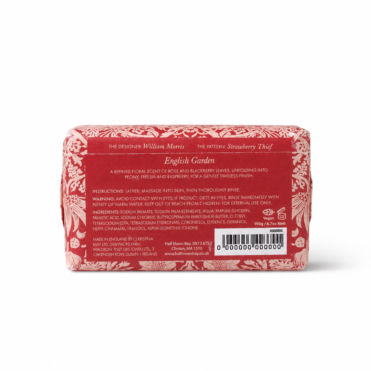 William Morris Strawberry Thief Raspberry Rose & Peony Soap 190g