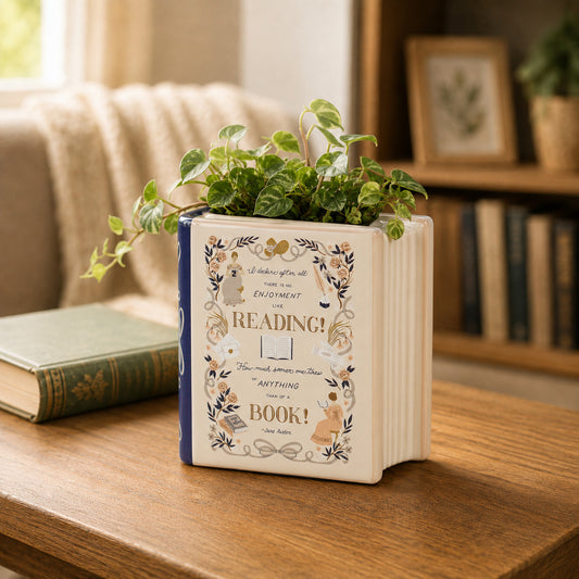 Book Pot Ceramic Small (10cm) - Jane Austen (Pride & Prejud)
