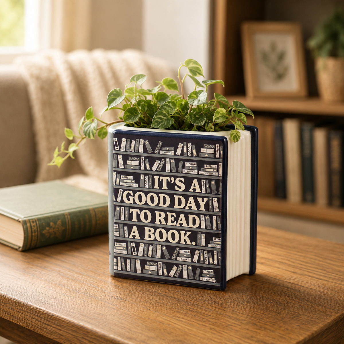 Book Pot Ceramic Small (10cm) - Pulteney Press (Good Day)