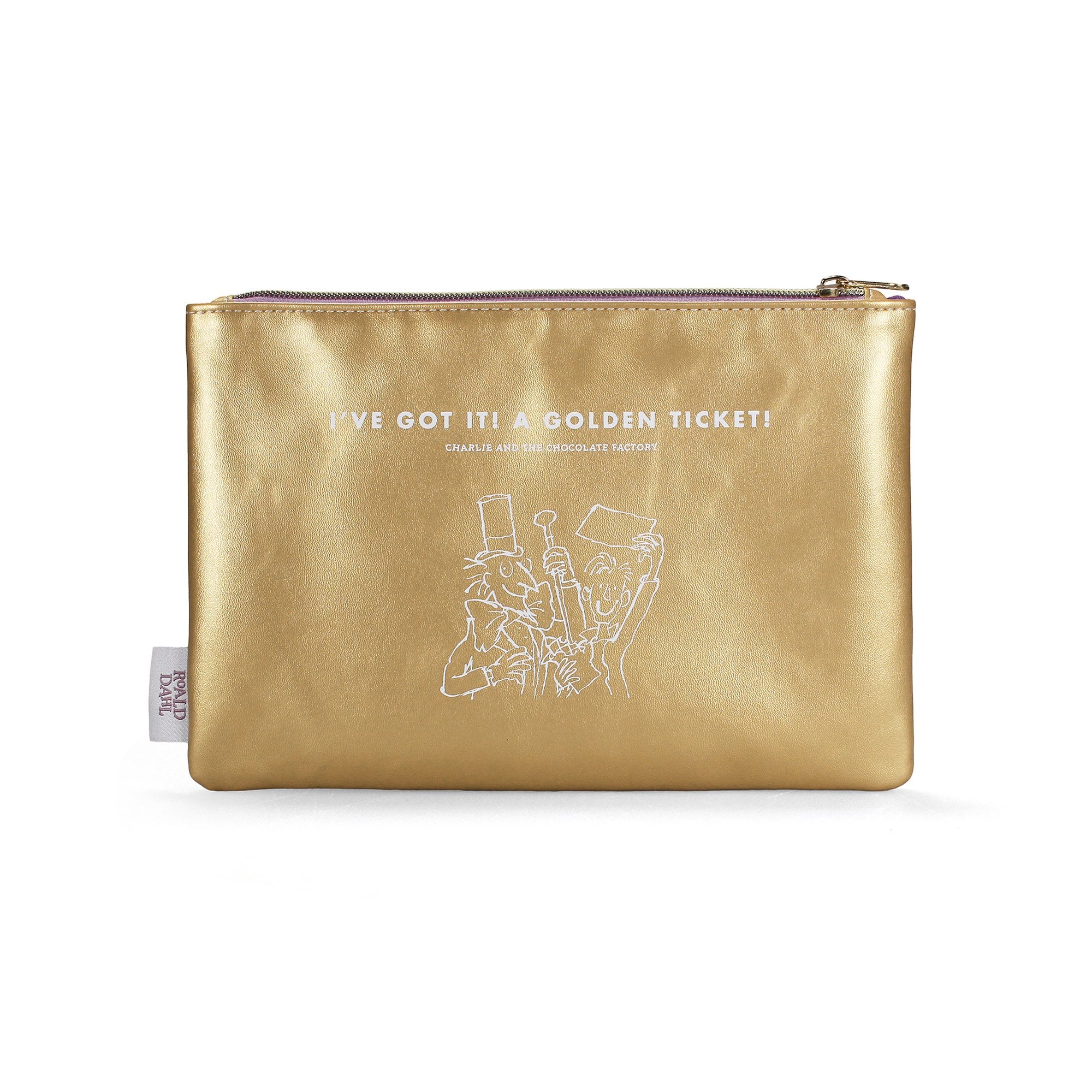 Pouch PU (16cm x 24cm) - Roald Dahl (Charlie) Gold Tkt.