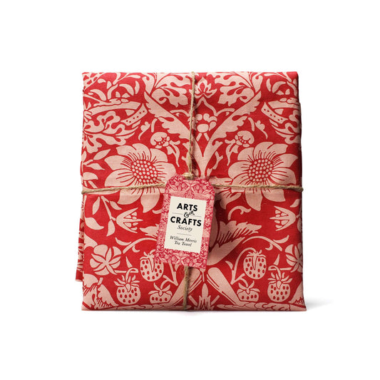 Tea Towel Recycled Cotton - ACS William Morris (Raspberry)