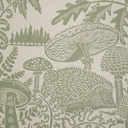 Kate Heiss Woodland Green Hedgehog Recycled Cotton Tea Towel
