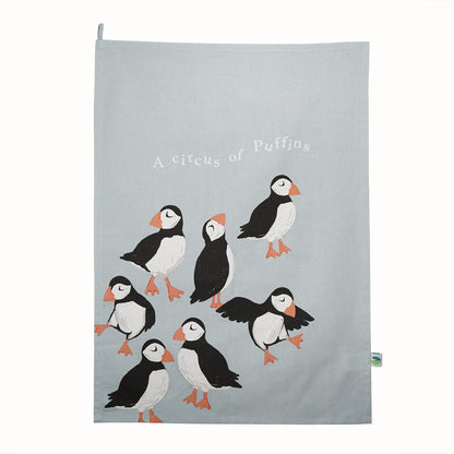 RSPB Circus of Puffins Recycled Cotton Tea Towel