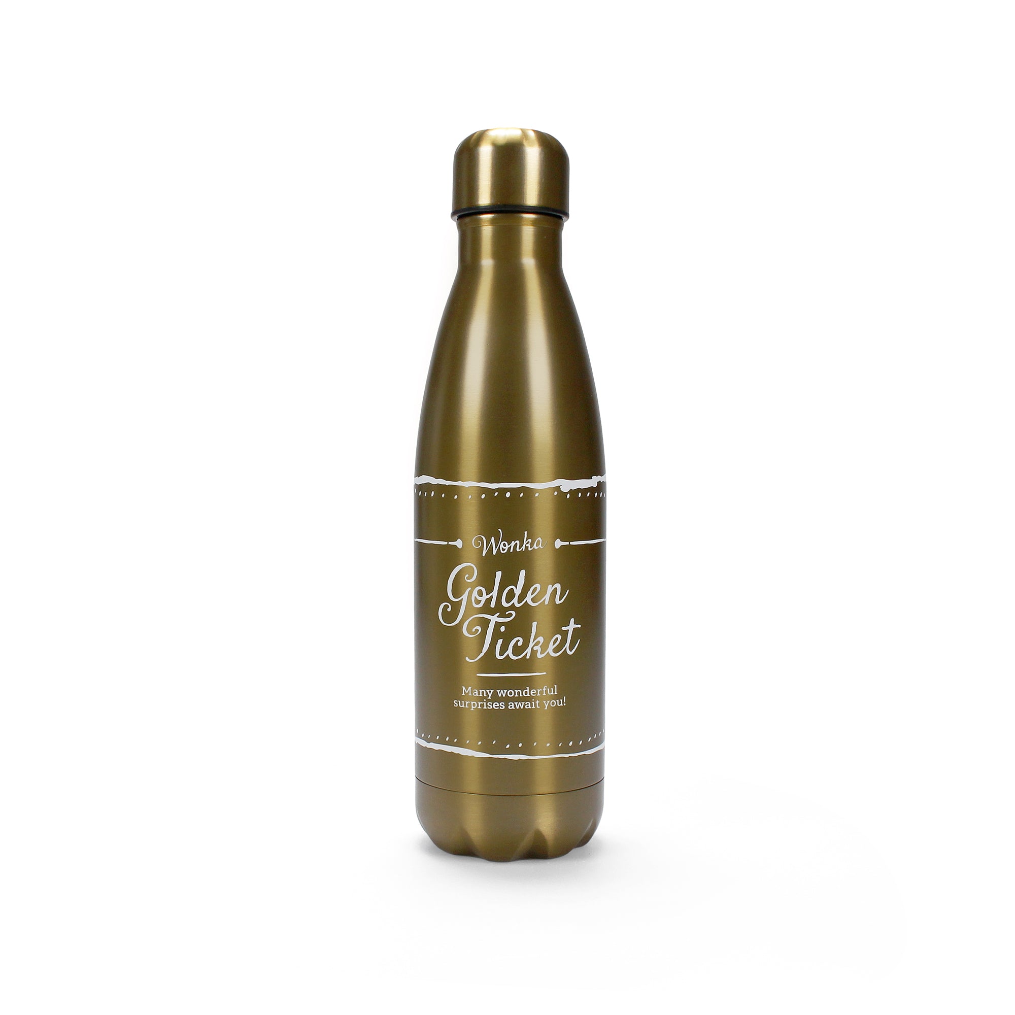 Water Bottle Metal (500ml) - Roald Dahl (Charlie) Gold Tkt.