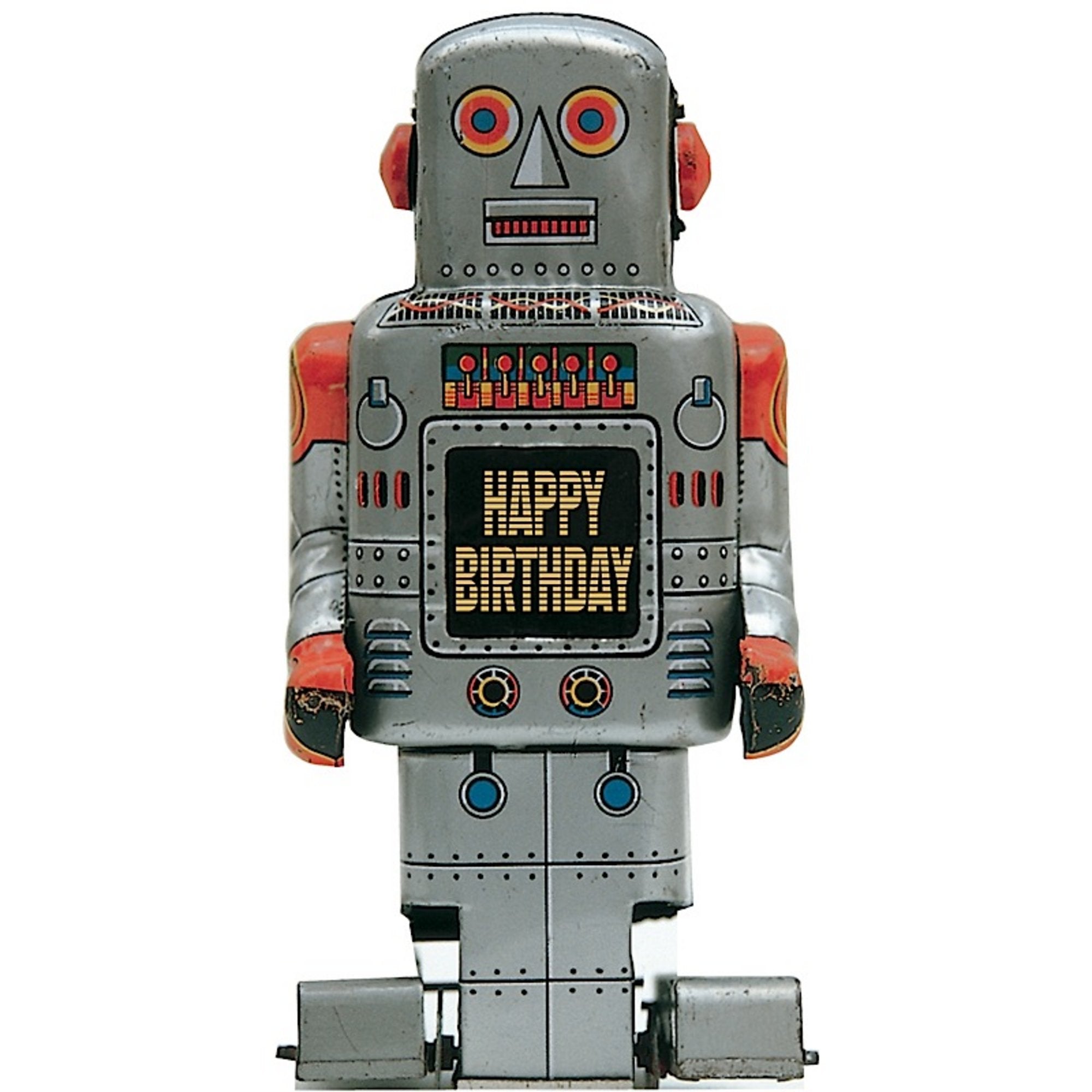 Shaped Retro Postcard - Happy Birthday Robot