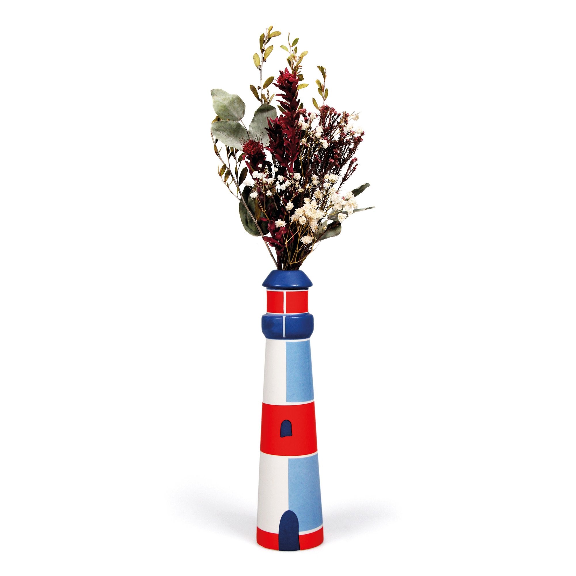 Vase Ceramic (26cm) - Coastal (Lighthouse)